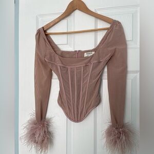 house of cb stella blouse with fluffy sleeves